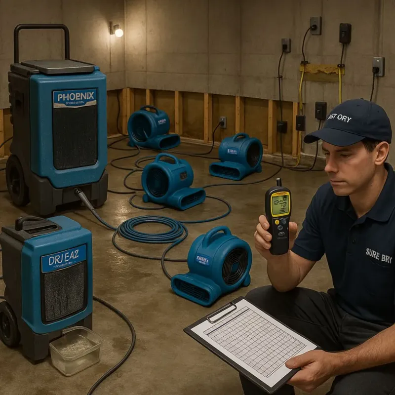Structural Drying and Dehumidification process in East Dundee, IL